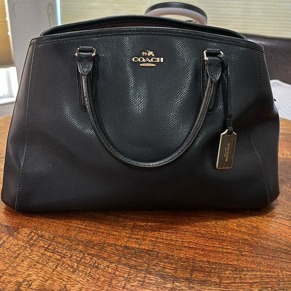 Coach Black Pebbled Leather Satchel with Gold Hardware